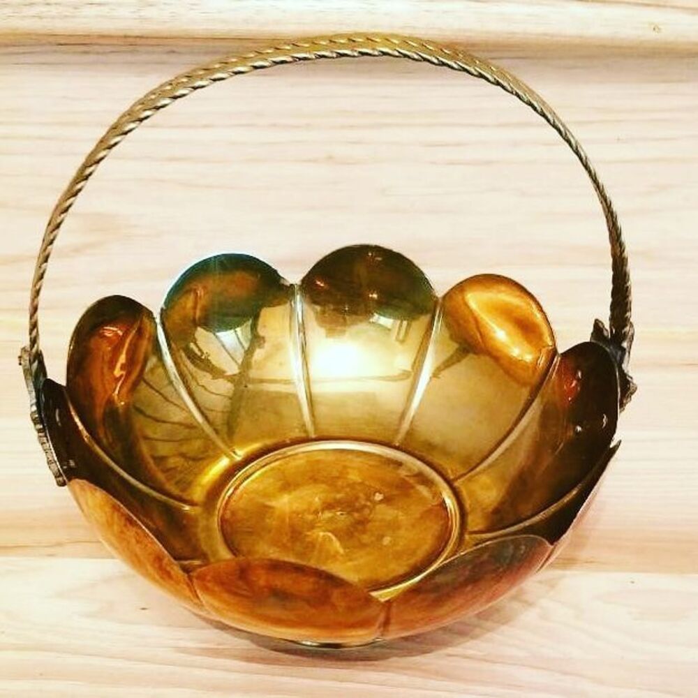 Vintage Brass Bowl With Handle